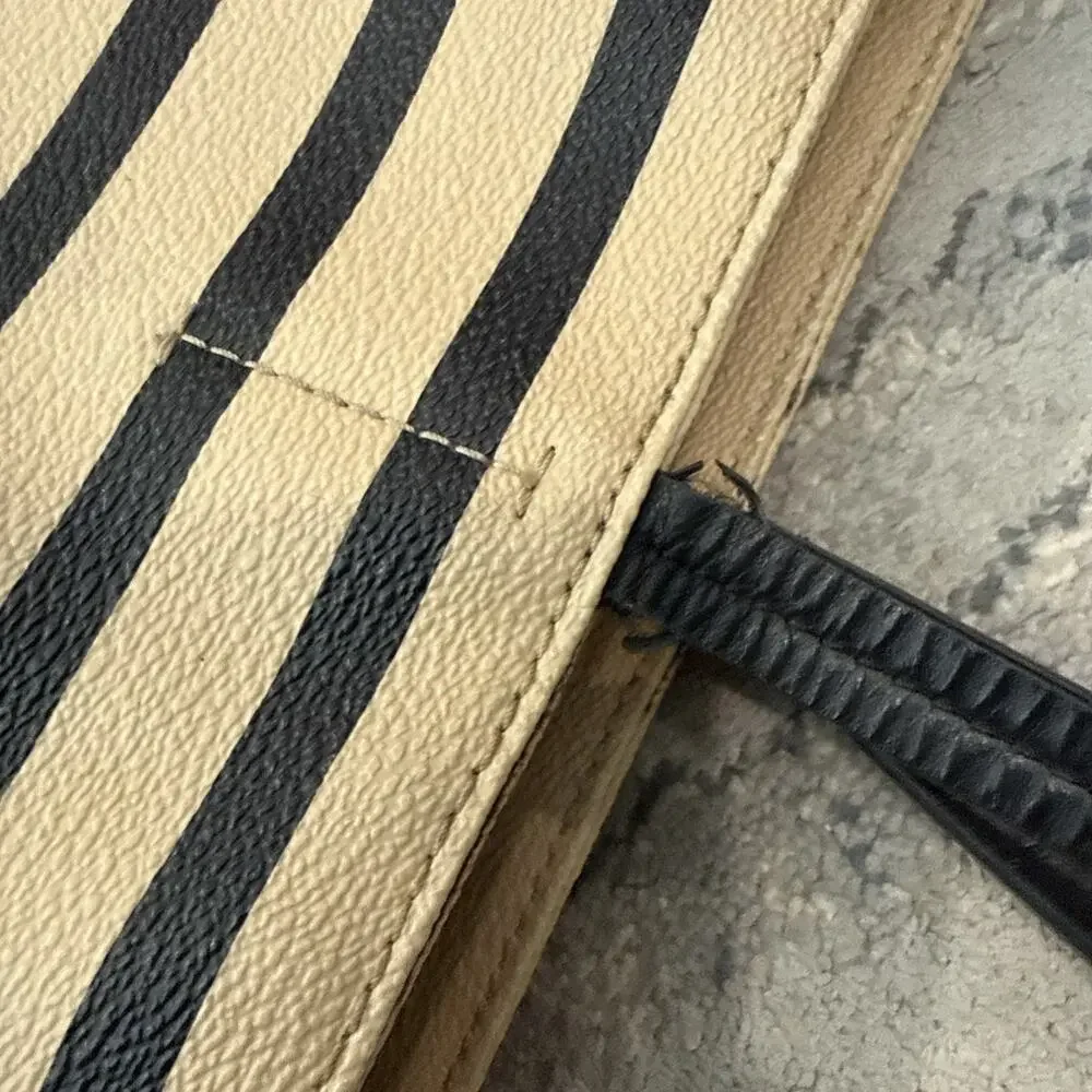 Kate Spade Hyde Lane Dipped Riley Tote Purse Bag Beige/Tan Blk Striped